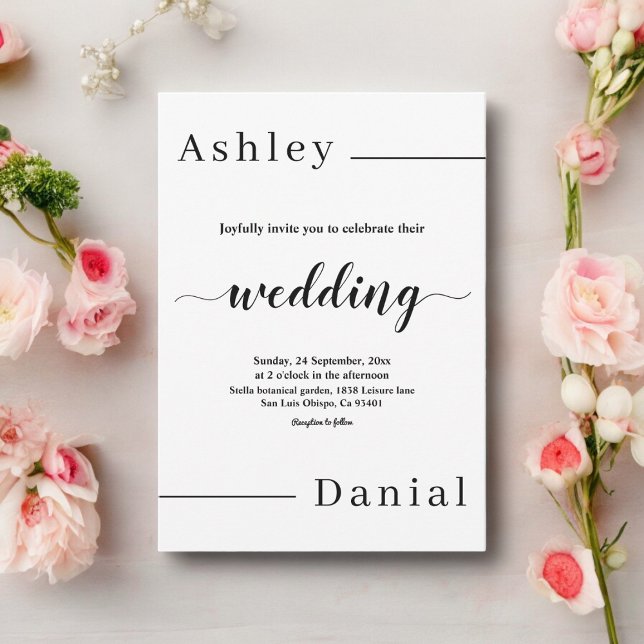Modern Minimal Black And White Elegant Wedding Invitation (Creator Uploaded)
