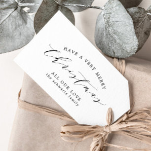 Modern Minimal Black and White Family Christmas Gift Tags