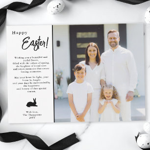 Modern Minimal Black And White Family Photo Easter Card
