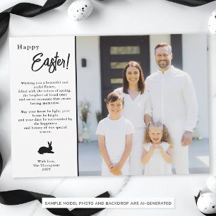Modern Minimal Black And White Family Photo Easter Card