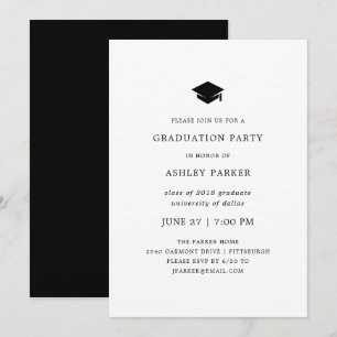 Modern Minimal   Black and White Graduation Party Invitation
