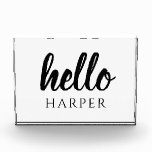 Modern Minimal Black And White Hello And You Name Photo Block<br><div class="desc">Modern Minimal Black And White Hello And You Name</div>