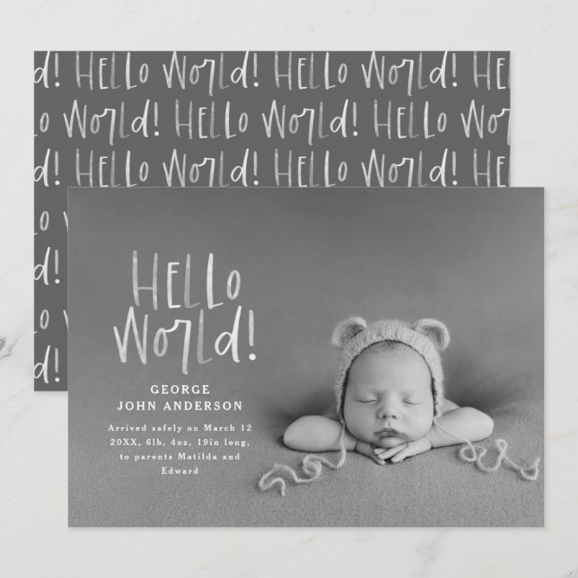 Modern minimal black and white typography photo announcement (Front/Back)