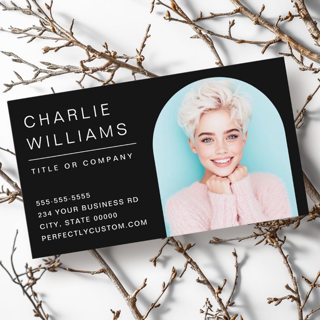 Modern minimal black arch photo frame business card (Modern minimal black arch photo frame business card)