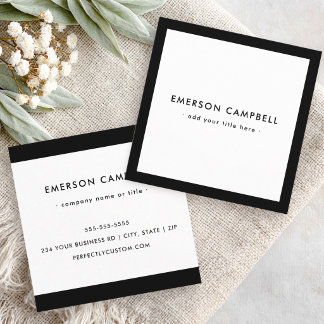 Modern minimal black border elegant professional square business card