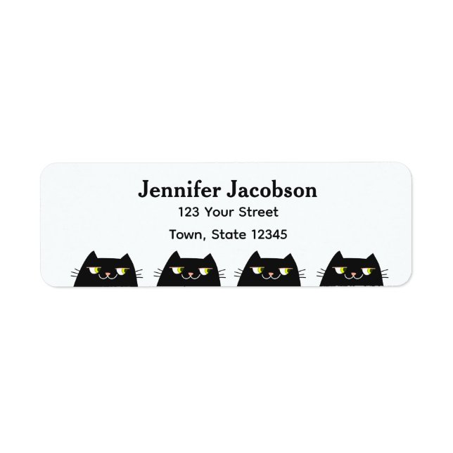 Modern Minimal Black Cat Return Address (Front)