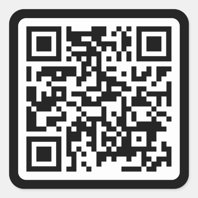 Modern minimal black custom QR code cool marketing Square Sticker (Front)
