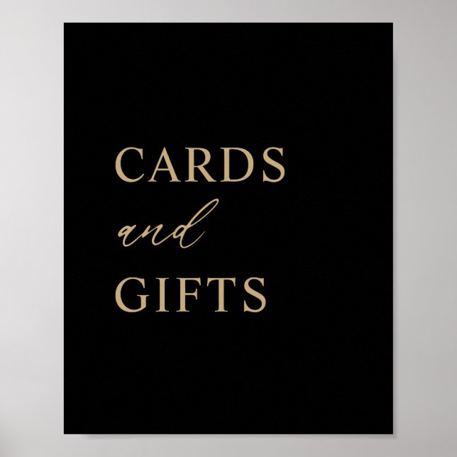 Modern Minimal Black Gold Wedding Cards and Gifts Poster (Front)