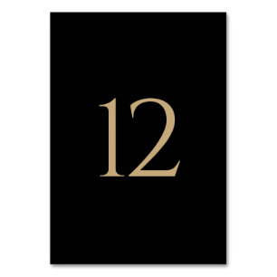 Modern Minimal Black Gold Wedding Table Number