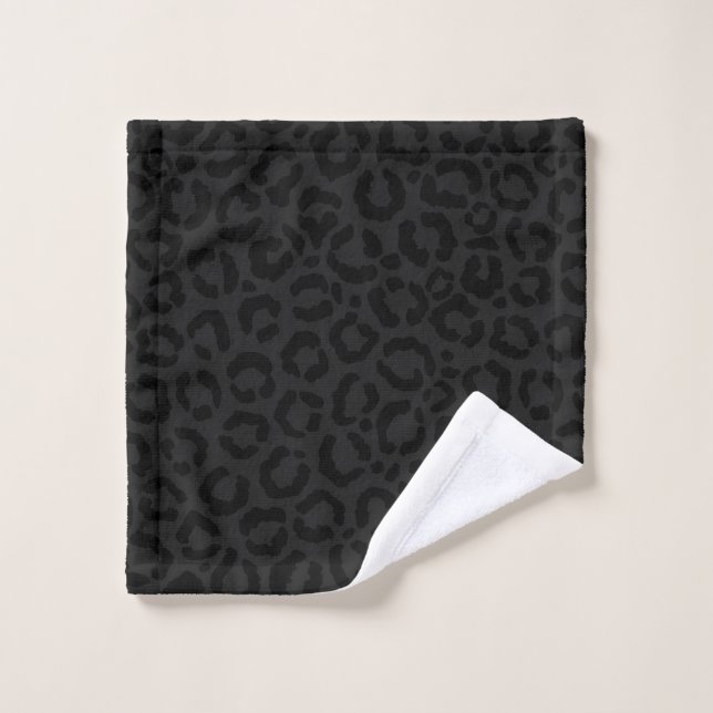 Modern Minimal Black Leopard Print (Gant de toilette)