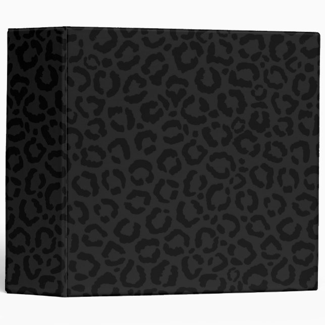 Modern Minimal Black Leopard Print Binder (Front/Spine)