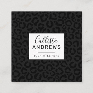 Modern Minimal Black Leopard Print Square Business Card