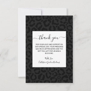 Modern Minimal Black Leopard Print Thank You Card