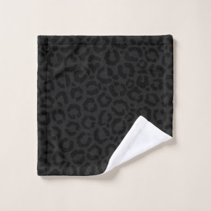 Modern Minimal Black Leopard Print Wash Cloth