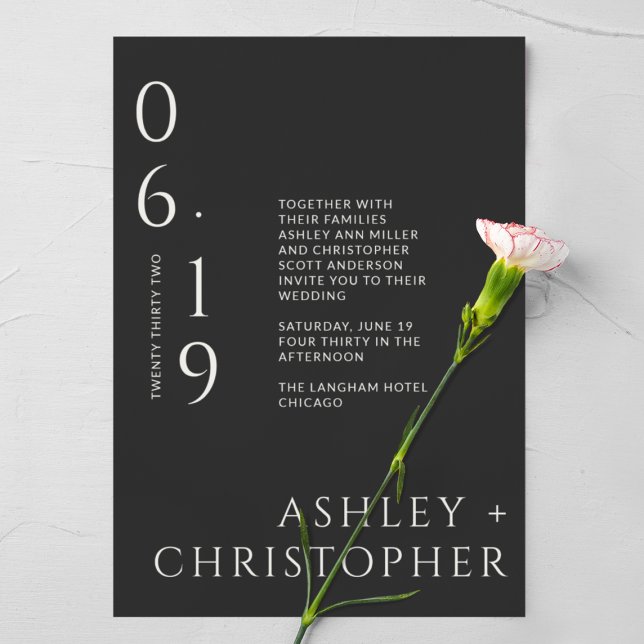 Modern Minimal Black Noir Split Date Wedding Invitation (Creator Uploaded)