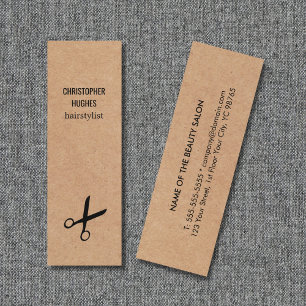 Modern Minimal Black Scissor Kraft Paper Hair Mini Business Card