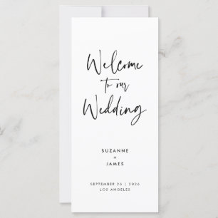 Modern Minimal Black Script Wedding Program