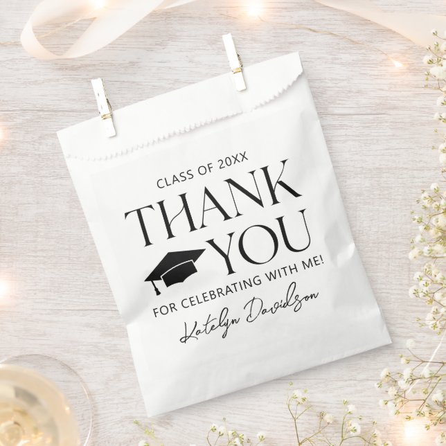 Modern Minimal Black Serif Graduation Favour Bag (Clipped)