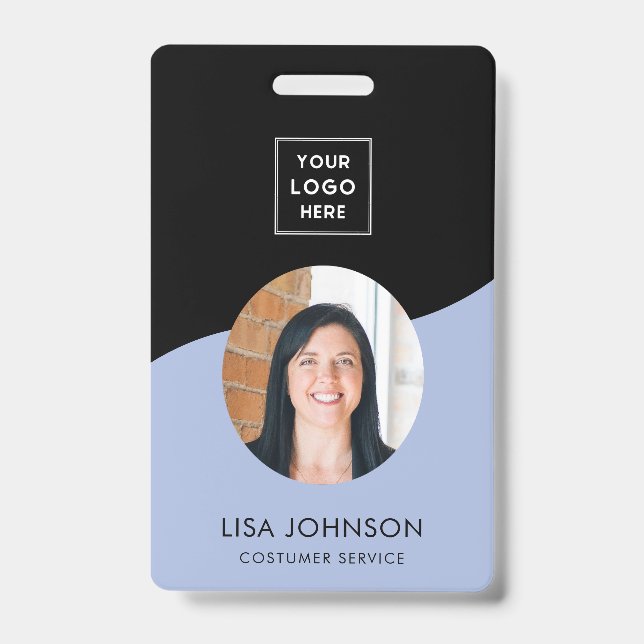 Modern Minimal Black Staff QR Code Badge (Front)