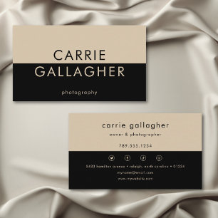 Modern Minimal Black Tan Geometric Monogram Business Card
