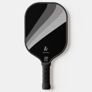 Modern Minimal Black Wave Custom Name Pickleball Paddle