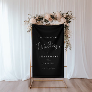 Modern, minimal, black wedding banner