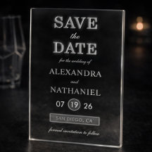 Modern Minimal Black White Acrylic Save the Date