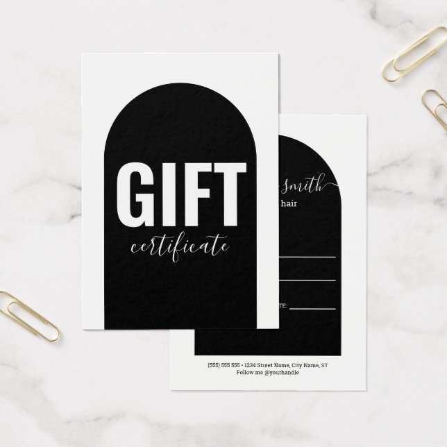 Modern Minimal Black & White Arch Gift Certificate (Office)
