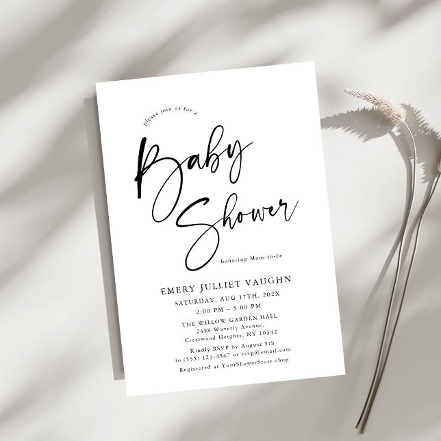 Modern Minimal Black & White Baby Shower Invitation (Creator Uploaded)