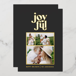 Modern minimal black white Christmas typography  F Foil Holiday Card