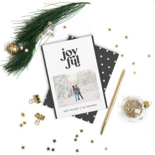 Modern minimal black + white Christmas typography Holiday Card