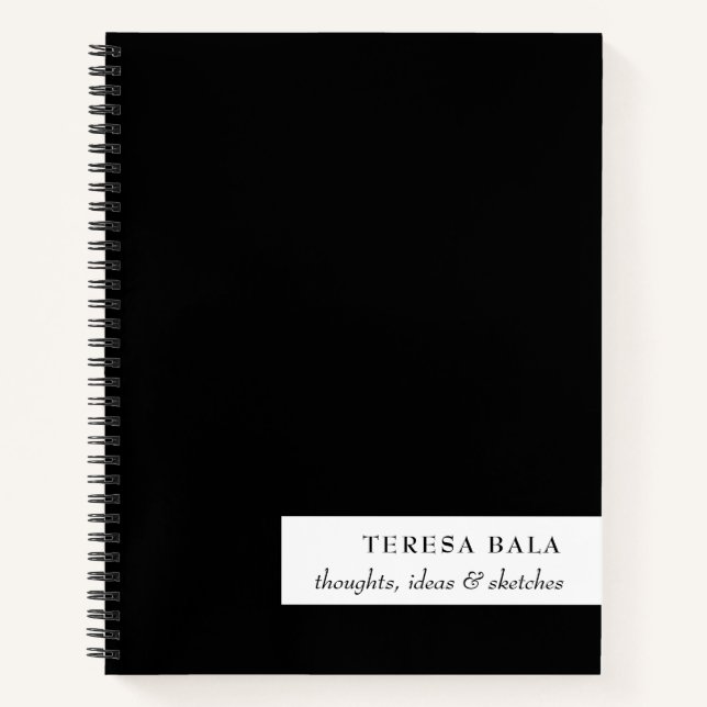 Modern Minimal Black & White Design Notebook (Front)