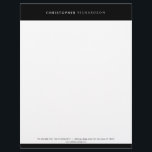 MODERN & MINIMAL Black/White Letterhead<br><div class="desc">Coordinates with the MODERN & MINIMAL Black/White Business Card Template by 1201AM. A professional & modern letterhead design with a black header and footer. © 1201AM CREATIVE</div>