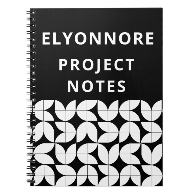 Modern Minimal Black White Projects Personalized Notebook (Front)