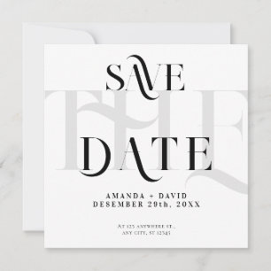 Modern minimal black & white save the date