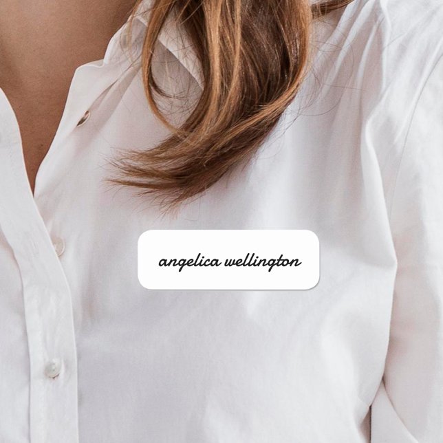 Modern Minimal Black White Script Custom Name Tag (Creator Uploaded)