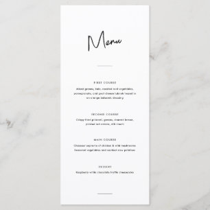 Modern Minimal Black White Script Wedding Menu
