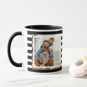 Modern minimal Black & White Stripes 2 photo Mug