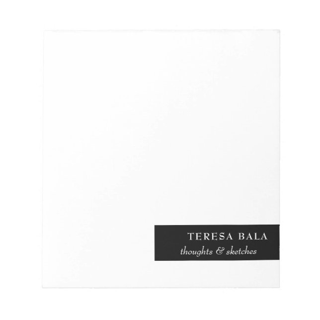 Modern Minimal Black White Stylish Design Notepad (Front)