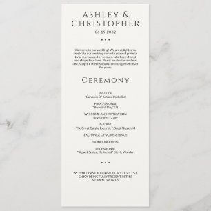 Modern Minimal Black & White Wedding Ceremony Program