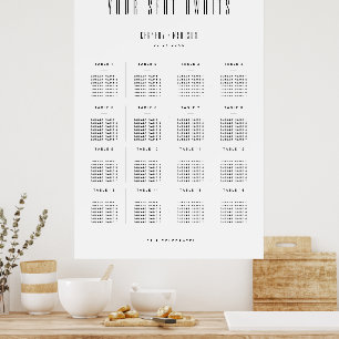 Modern Minimal Black & White Wedding Seating Poster