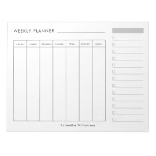 Modern Minimal Black White Weekly Planner Notepad