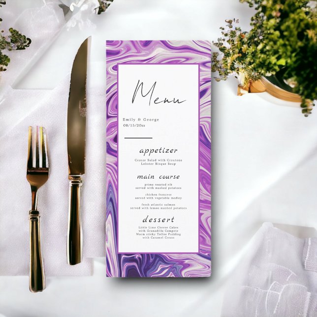 Modern Minimal Blue Galaxy Abstract Art Wedding Menu (Creator Uploaded)