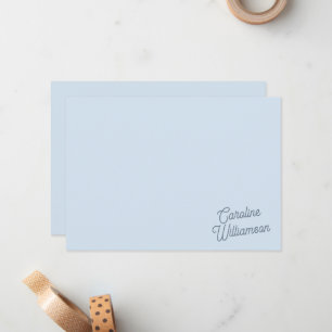 Modern Minimal Blue Script Personalized Stationery Card