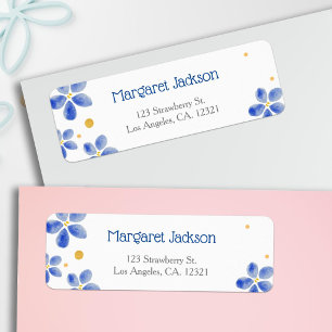 Modern Minimal Blue Watercolor Floral Stylish