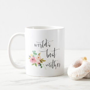 Modern Minimal Blush Floral World's Best Mother  Coffee Mug
