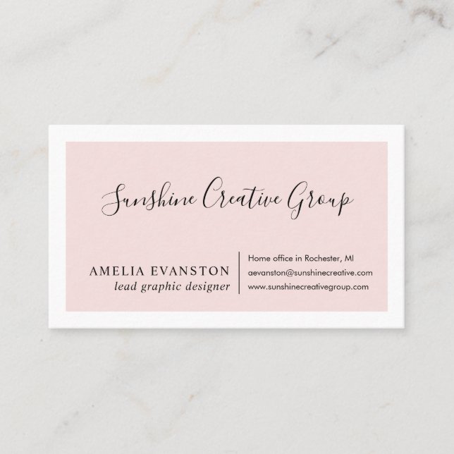 Modern Minimal Blush Pink Business Card (Front)