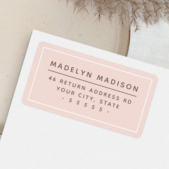 Modern minimal blush pink return address label (Creator Uploaded)