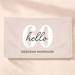 Modern Minimal Blush Pink Typography 60th birthday Banner