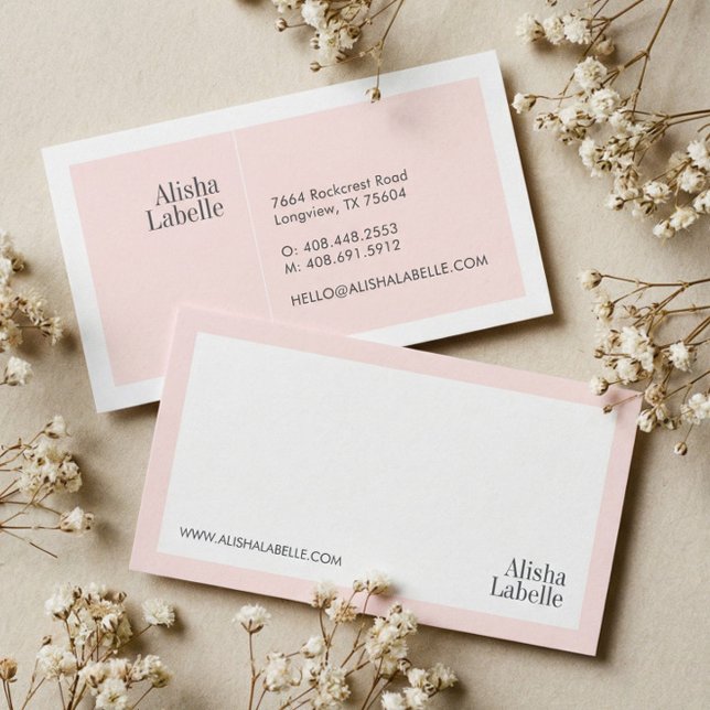 Modern Minimal Blush Pink & White Typographic Business Card (Modern Minimal Blush Pink & White Typographic Business Card)